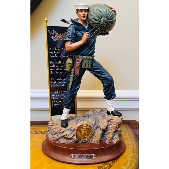 US Navy Pride Statue Sailor Figure Limited Edition Bradford Exchange A3844 13.5" - Picture 1 of 8